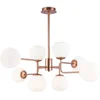 Image de Suspension moderne 8 lumières en laiton et sphères en verre