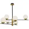 Image de Suspension 6 lumières noir et dorée avec sphères en verre