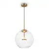 Image de Suspension led doré moderne avec abat-jour sphérique transparent