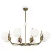 Image de Suspension 8 lumières doré avec sphères en verre blanc