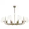 Image de Lustre suspension doré 10 lumières avec sphères en verre blanc