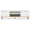 Image de Meuble tv 2 portes 2 niches l160 x h50 cm - blanc