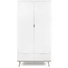 Image de Armoire 2 portes 2 tiroirs + barre penderie h180 x l90 cm - blanc