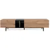 Image de Meuble tv 3 portes 2 niches l 195 cm - décor bois clair et noir