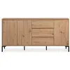 Image de Buffet 3 portes 3 tiroirs et 2 étagères effet bois - l170 x h87 cm