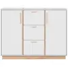 Image de Buffet 2 portes et 3 tiroirs décor blanc et bois - l125 cm