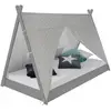 Image de Lit Tipi Enfant 90x200 Tissu gris étoilé