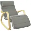 Image de Fauteuil à bascule avec repose-pieds réglable en bois et coton gris