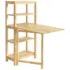 Image de Table à manger avec étagère et plateau rabattable en bois d'hévéa