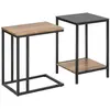 Image de Lot de 2 tables basses gigognes en bois et verre trempé cadre en métal