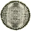 Image de Tapis rond à franges blanc crème et vert D120cm