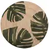 Image de Tapis rond à motif végétal beige et vert D140cm