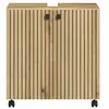 Image de Meuble sous vasque sur roulettes 2 portes l60 cm - chêne et noir