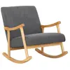 Image de Chaise à bascule avec accoudoirs et assise en tissu Gris clair