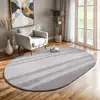 Image de Tapis lavable et antidérapant, uni, gris, 140 x 200 cm ovale