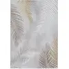 Image de Tapis poil ras motif feuilles palmier moderne, gris, 80 x 300 cm