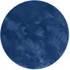 Image de Tapis à poils longs moelleux rond bleu foncé 120x120 cm