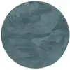 Image de Tapis en fausse fourrure rond uni gris bleu 200x200 cm