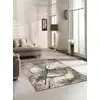 Image de Tapis abstrait moderne, marron, 160 cm rond