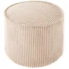 Image de Pouf en velours polyester beige sucre brun 40 x 25 x 40 cm