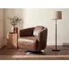 Image de Fauteuil droit croûte de cuir marron chocolat