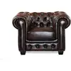 Image de Fauteuil droit cuir pleine fleur marron chocolat