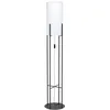 Image de Eglo Lampadaire Glastonbury, lampe sur pied 1 flamme, lampadaire en acier et textile, lampe de salon noire et blanche, lampe avec interrupteur, douille E27 en occasion ou reconditionné