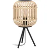 Image de Eglo Lampe de Table Bordesley - 1 Ampoule - Vintage - Nature - Boho - Hygge - Lampe de Chevet en Acier Noir et Bois Naturel - Lampe de Salon avec Interrupteur, Douille E27 en occasion ou reconditionné
