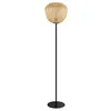Image de Eglo Lampadaire Dembleby, lampe osier à poser au style vintage, bohème, luminaire salon en acier noir et bois naturel tressé, avec interrupteur à pied, douille E27 en occasion ou reconditionné