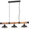 Image de Eglo Lustre OLDBURY, suspension à 3 flammes vintage au design industriel, lampe suspendue en acier et en plastique, noir, marron rustique, certifié FSC, douille E27 en occasion ou reconditionné