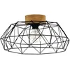 Image de Eglo Luminaire plafonnier Padstow, lustre vintage, industriel, rétro, lampe de plafond en acier noir et bois naturel pour salon, cuisine et couloir, douille E27, certifié FSC en occasion ou reconditionné