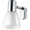 Image de Eglo Lampe pour miroir Sticker, applique murale, éclairage salle de bains, lumière coiffeuse maquillage, spot en métal argenté et verre blanc opaque, IP44, douille E14 en occasion ou reconditionné