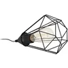 Image de Eglo Lampe de table TARBES, lampe à poser vintage à flamme au look rétro, lampe de chevet en acier et en tissu, couleur : noir, douille : E27, interrupteur inclus en occasion ou reconditionné