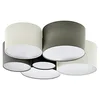 Image de Eglo Luminaire plafonnier Pastore, lustre en textile avec 6 abat-jour, lampe de plafond en tissu blanc, marron, gris et noir, douille E27 en occasion ou reconditionné