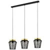 Image de Eglo Suspension luminaire Escandidos, lustre chambre à 3 flammes, plafonnier salon ou salle à manger en métal noir et laiton brossé, douille E27 en occasion ou reconditionné