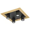Image de Eglo Luminaire plafonnier LED Valcasotto à 4 spots, lampe de plafond pour salon et couloir, FSC100HB, éclairage en bois et métal noir et blanc, avec ampoules GU10, blanc chaud en occasion ou reconditionné