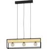 Image de Eglo Suspension luminaire Libertad 1, lustre à 3 lampes avec 2 pots de | fleur, FSC100HB, plafonnier décoratif pour salon et salle à manger, bois naturel et métal noir, douille E27 en occasion ou reconditionné