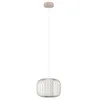 Image de Eglo Suspension luminaire Terrarosa, lustre pour salon et salle à manger, lampe de plafond suspendue en métal couleur sable et tissu blanc, douille E27, Ø 28,5 cm en occasion ou reconditionné