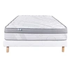 Image de Ensemble Matelas 140x190 cm, Relaxation, 26 cm, ressorts ensachés, ferme, face été/hiver + sommier blanc ep 13cm