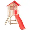 Image de Maisonnette sur pilotis balcon et glissière en bois rouge fsc®