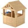 Image de Maisonnette cabane enfant avec cuisine extérieure en bois marron fsc®