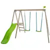 Image de Station 2 balançoires et toboggan en bois marron h200cm