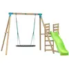 Image de Station balançoire nid et toboggan en bois marron h243cm
