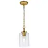 Image de Suspension en acier verre clair laiton bruni