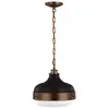 Image de Suspension en métal et verre laiton antique foncé/noir mat