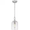 Image de Suspension acier étiré, verre gravé nickel poli