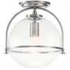 Image de Plafonnier en acier et verre finition nickel brossé