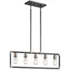 Image de Lustre en acier noir et laiton naturel