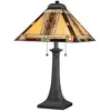 Image de Lampe à poser Acier, Verre d'Art Bronze avec Abat-jour en verre d'art