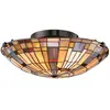 Image de Plafonnier Acier, Verre d'Art multicolore bronze & Abat-jour en Verre